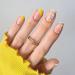 Yellow Short Square Shape Press on Nails 24 PCS Artificial Fake Nails with Flower Decoration Design Full Cover French False Nails for Women and Girls Nail 06