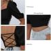 Puff Sleeve Blouse Fashion Short Sleeve Top Lace Up Back Elegant for Shopping Black Large - Buy Online on GoSupps.com