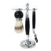 Lefeda Simply men's rasier brushes fashionable black acrylic handles shaving brush set male stainless steel-shaving stand holder 10x17.5cm silver