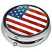 Vintage American USA Flag Portable Metal Pill Box | Round Mini 3-Compartment | Hinged Fastening | Travel Essential for Small Pills - Buy Online on GoSupps.com