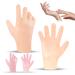 Moisturizing silicone gloves spa gel gloves silicone sleeping gloves reusable for female hand care repair dry cracked rough rough soft (2 pair of yellow & pink) 2 pair - pink yellow