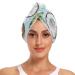 Watercolor Coconuts and Green Leaves on Blue Hair Towel 2 Pack Super Absorbent Hair Drying Towel Quick Dry Hair Turbans Head Towel with Button Twisty Wrap for Women Girls
