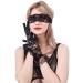 ZHER-LU Women Lace Gloves Blindfold Set 3pcs Translucent Sexy Lingerie Accessories Cosplay Party Floral Lace Gloves Blindfold Vintage Opera Gloves for Women Classic Wedding Gloves Stretchy Gloves