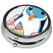 Portable Round Pill Box for Travel - 3 Compartment Mini Decorative Organizer for Vitamins & Medicine | Cute Penguin Design - Buy Online on GoSupps.com