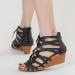 Xtzyglfd Summer Girl Straps Retro Wedge Sandals - Black Bohemian Ethnic Fashion Beach Shoes for Women - UK Size 5.5 - Buy Online on GoSupps.com