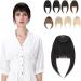 Elailite Real Human Hair Fringe Clip in Extension French Bangs Neat Bangs With Temples Natural For Women - #1B Natural Black French Bangs #1B Natural Black