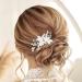 Casdre Flower Bride Wedding Hair Accessories Silver Leaf Bridal Hair Comb Side Comb Crystal Rhinestone Hair Piece for Women and Girls