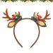 CHEERYMAGIC Christmas Headband Christmas Reindeer Antlers Headband Floral Wreath Headdresses Hair Hoop with Ears Christmas Hair Accessories for Adults Kids Photos Booth A6-SDLFG Brown-1