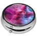 Starfish & Shrimp Portable Metal Pill Box - Round Mini 3-Compartment Ideal for Travel & Small Pills - Buy Online on GoSupps.com