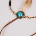 Qisogy Boho Feather Headdress | Beaded Tassel Headband | Turquoise Princess Head Chain | Brown | 48CM - Buy Online on GoSupps.com