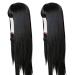 TIMANZO Long Straight Remy Hair Wig 24 Inches Natural Black - Heat Resistant Fiber, Full Machine Wig with Bangs for Fashion Women - Cosplay Party Ready - Buy Online on GoSupps.com