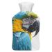 Blue Parrot Hot Water Bottle With Cover Plush Bed Bottle Hand Warmer For Adults And Children 26.5X15.3cm