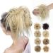 MSCHARM Tousled Updo Messy Bun Hair Piece Extensions With Elastic Rubber Band Ponytail Hairpiece Scrunchies for Women (Golden Blonde Mix Bleach Blonde)