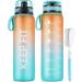 Fuldent drinking bottle 1l sports water bottle drinking bottle BPA free drinking bottle with non-slip rubber grip suitable for the bike outdoor school gym green-orange