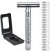 Uraqt razor plane men 2-page blade head safety razor stainless steel wet razor vintage of high-quality razor planes with 10 razor blades travel etui and built-in mirror (silver)