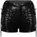 Duohropke Women's Metallic Hot Pants - High Waist Sequin Glitter Shorts for Dance Sport Disco & Carnival - S02 Black - Buy Online on GoSupps.com
