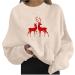 Womens Christmas Crewneck Sweater - Lightweight Long-Sleeved Shirt in Beige - Size XL - Buy Online on GoSupps.com