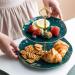 SHAOHUASC European Ceramic Double-Layer Skewer Plate Dessert Plate Cake Plate Flat Plate Jewelry Display Stand - Buy Online on GoSupps.com