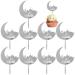 Eid Mubarak Cupcake Toppers 10pcs Eid Acrylic Cupcake Topper Ramadan Cake Decorations Kareem Party Supplies for Muffin Cake Silver