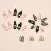 YOSOMK Medium Almond Press on Nails with Glitter Gold Sequins | Glossy Stick on Acrylic Nails for Women - Buy Online on GoSupps.com