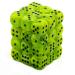 Chessex Dice d6 Sets: Vortex Bright Green with Black - 12mm Six Sided Die (36) Block of Dice (1-Pack)