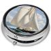 Sailboat Landscape Mini Round Pill Box | 3 Compartment Travel Organizer | Portable Medicine Case for Home & Office - Buy Online on GoSupps.com