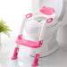 Potty Training Seat with Step Stool Ladder, Potty Training Toilet Seat for Boys Girls Kids Toddlers, Soft Cushion, Safety Handle, Anti-slip Step Pads, Baby Toddler Potty Seat for Toilet Baby Pink