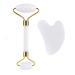 HOTACE Jade Roller Gua Sha Set Natural Jade Stone Roller for Face Beauty Facial Roller Massager Tools Face Slimming Lift Anti Wrinkle Skin Care Tools-White Jade