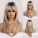 Long Blonde Curly Wig with Bangs - Synthetic Dark Roots Wig for Daily Party & Cosplay - Buy Online on GoSupps.com