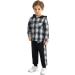 Naiyafly Toddler Boys Dark Blue Plaid Hoodie and Pants Outfit Set | 2-3 Years - Buy Online on GoSupps.com