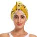 Cheese Color Pattern Hair Towel 2 Pack Super Absorbent Hair Drying Towel Quick Dry Hair Turbans Head Towel with Button Twisty Wrap for Women Girls