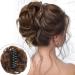 QIAORUIXIN Claw Clip in Hair Bun Messy Curly Clip in Claw Hair Hairpieces Combs add Ponytail Hair Pieces Synthetic Hair Extensions for Women(Light Brown) Claw-Light Brown
