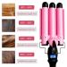 3 Barrel Curling Iron Wand Hair Crimper | 1 Inch Hair Waver Iron with LCD Temp Display | Ceramic Tourmaline Crimper Hair Iron | Pink Hair Curler - Adjustable Temperature - Buy Online on GoSupps.com