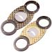 amropi Cigar Cutter Guillotine Plaid Stainless Steel Double Cut Blade in Gift Pouch 2 Pack (Black Bronze - Black Gold)