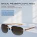 Rimless Bifocal Reading Glasses Sunglasses for Men & Women - UV Protection Brown 1.5x - Buy Online on GoSupps.com
