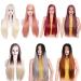 HBINGBING 13X4 Long Straight Synthetic Lace Front Wig - 60 Blonde Black Pink | Heat Resistant Natural Part Wig for Women | Grey opci n - Buy Online on GoSupps.com