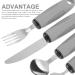 Adaptive Utensils 5Pcs Set for Hand Tremors & Arthritis - Non-Weighted Silverware with Non-Slip Handles - Ideal for Parkinson's & Elderly Use - Light Grey - Buy Online on GoSupps.com