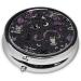 Purple Black Goth Spooky Portable Metal Pill Box - Round Mini 3-Compartment with Hinged Design | Perfect for Small Pills & Travel - Buy Online on GoSupps.com