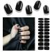 Semi Cured Gel Nail Strips 20pcs Gel Nail Polish Stickers Pure Black Gel Nail Stickers - Work with Any UV Lamp Long Lasting Full Nail Wraps with Nail File and Stick