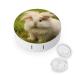 Angora Rabbit Contact Lens Case with Mirror Portable Cute Eye Contact Lens Box Travel Kit