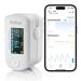 Pulsoximeter with data storage with app via Bluetooth measurement of oxygen saturation finger pulse oxymeter oxygen content Health monitor monitoring of heart frequency and Spo2 white