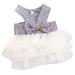 Tonsee Accessoire Dog Tutu Dress clothing with Bowknot Bladder skirt striped lace dress dog dress princess clothes for dog small dog cladding sets xs white
