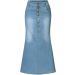 Sanahy Women's High Waist Denim A-Line Skirt | Knee Length Fishtail Style | Light Blue | 3XL - Buy Online on GoSupps.com