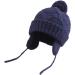 Pesaat Knitted Baby Winter Beanie Earflap Hat | Fleece Lined, Pompom Detail | Infant Toddler Boys Girls 0-6 Months Navy - Buy Online on GoSupps.com