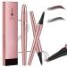 Magic Eyebrow Pencil 4-Tipped Precise Brow Pen 3D Waterproof Microblading Eyebrow Pencil Contouring Pen Waterproof Natural Fine Stroke Magic Eyebrow Pencil for Women and Gril (Light Brown) Gray+dark Brown
