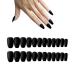 24 pieces matt ballerina purely color wrong nails coffin complete cover medium acrylic art nail tips for women and girls (black)