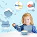 Vicloon Baby Weaning Set - 4 Pcs Silicone Feeding Set | Suction Plate, Bowl, Bib, Spoon & Fork | BPA Free for Toddlers & Kids | Blue Bear Sucker Bowl - Buy Online on GoSupps.com