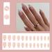Justotry 24 Pcs White Striped Almond French Press on Nails with Nail Glue - Trendy Swirl Fake Nails for Women - Buy Online on GoSupps.com