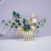 Teyglen Bridal Gold Hair Comb with Green Flower Rhinestones - Vintage Crystal Bride Hair Accessory - Buy Online on GoSupps.com