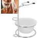 Bordstract Restaurant Stand Bowl Set - Professional Shaving Soap Peel Razor & Brush Holder for Men | Durable Stainless Steel & Nylon Wool Brush | Comfortable Silver White Design - Buy Online on GoSupps.com